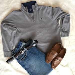 Vineyard Vines Grey Pima Cotton Quarter Zip-up